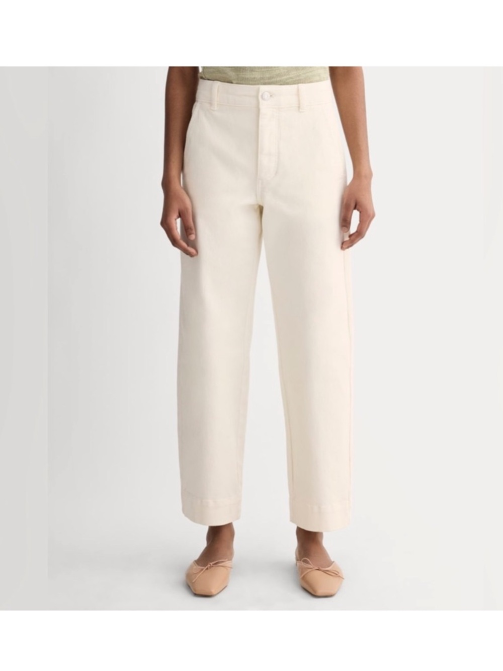Everlane the utility straight leg pants ivory cream size 16